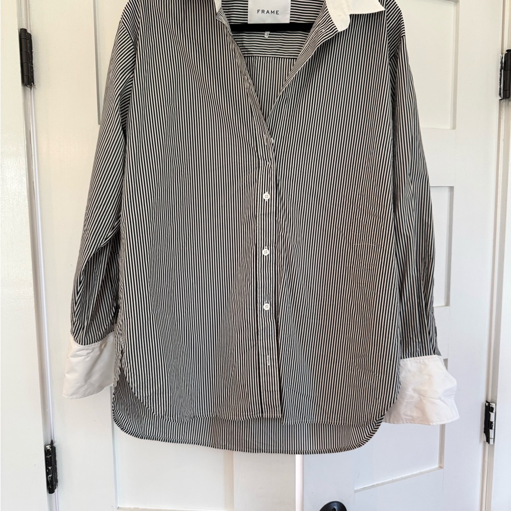 Frame Denim Monochrome Striped Shirt